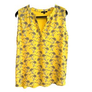 Paper Moon Womens XL Sleeveless Yellow Floral Top Layers Feminine Dainty Office